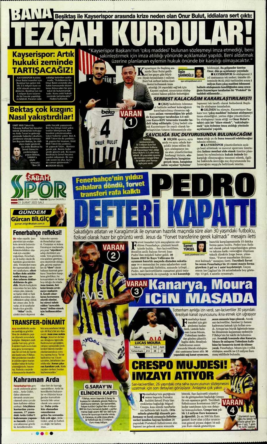 "Fener düğmeye bastı" - Gazete manşetleri (21 Şubat 2023) - 24