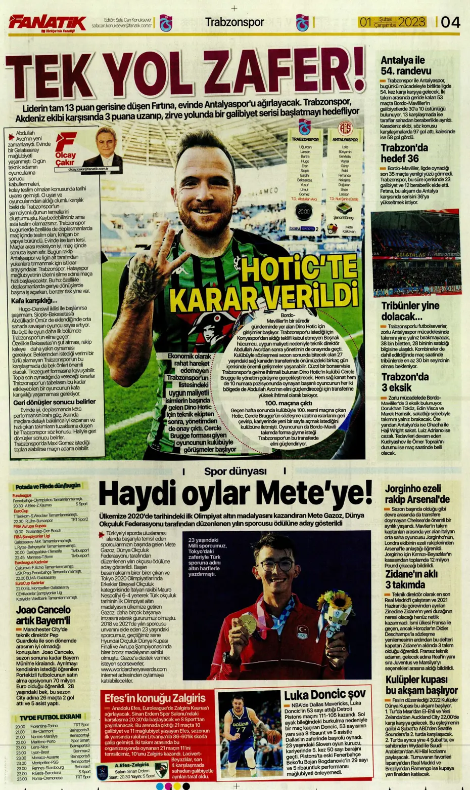 Sporun Manşetleri (1 Şubat 2023) - 8