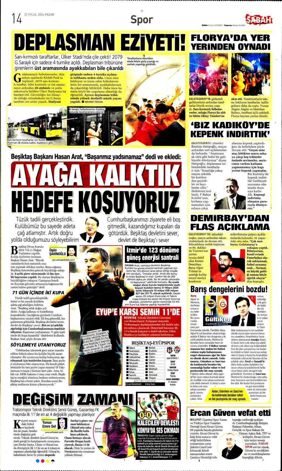 "Şampiyon Kadıköy'ü selamladı!" | Sporun manşetleri (22 Eylül 2024) - 36