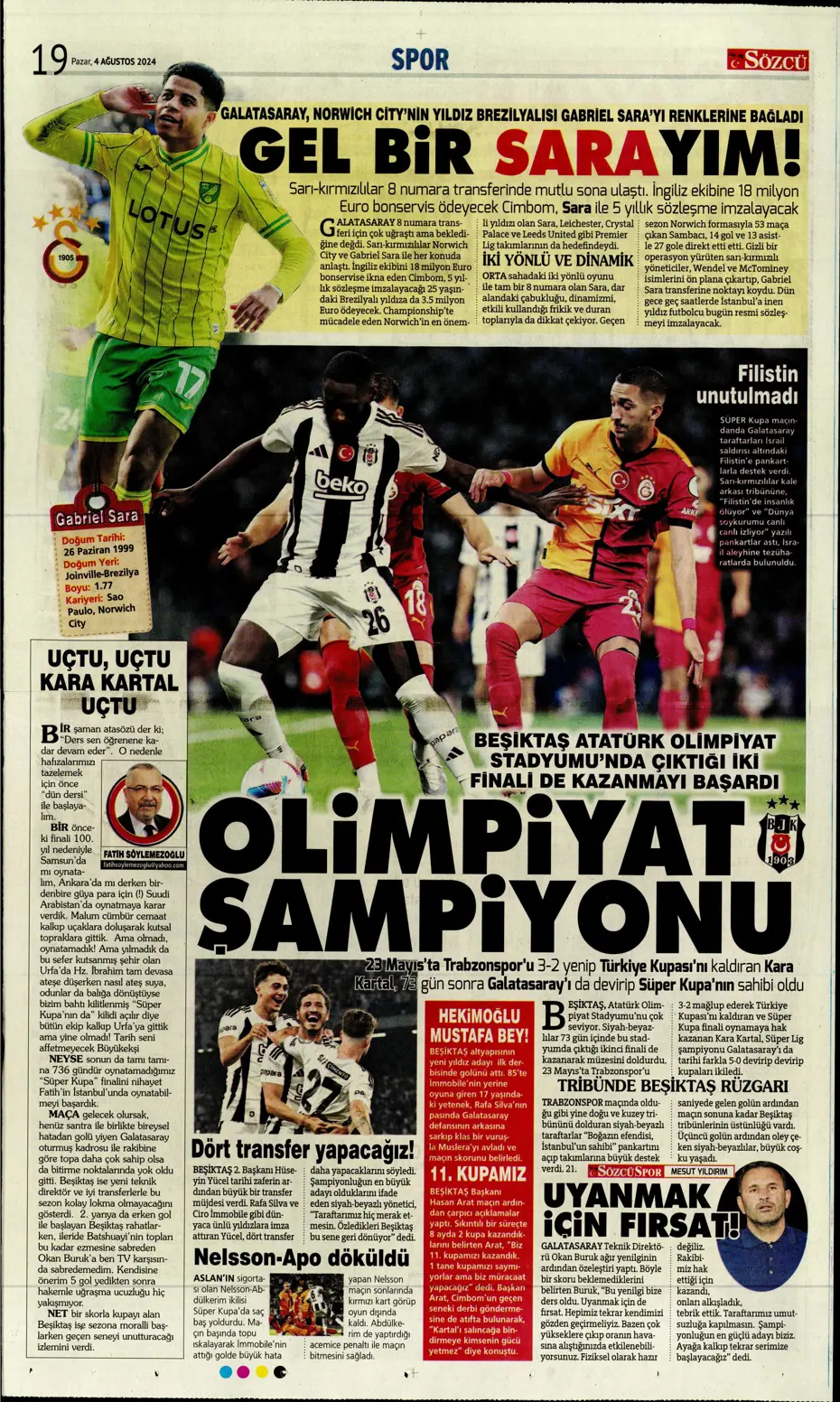 "Fenerbahçe'den nokta atışı transfer" | Sporun manşetleri - 39 "Fenerbahçe'den nokta atışı transfer" | Sporun manşetleri - 39