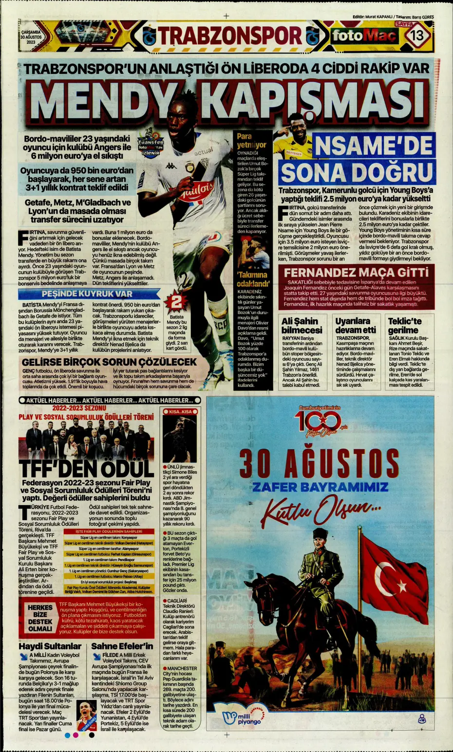 "Avrupa Avrupa duy sesimizi" | Sporun manşetleri (30 Ağustos 2023) - 14 "Avrupa Avrupa duy sesimizi" | Sporun manşetleri (30 Ağustos 2023) - 14