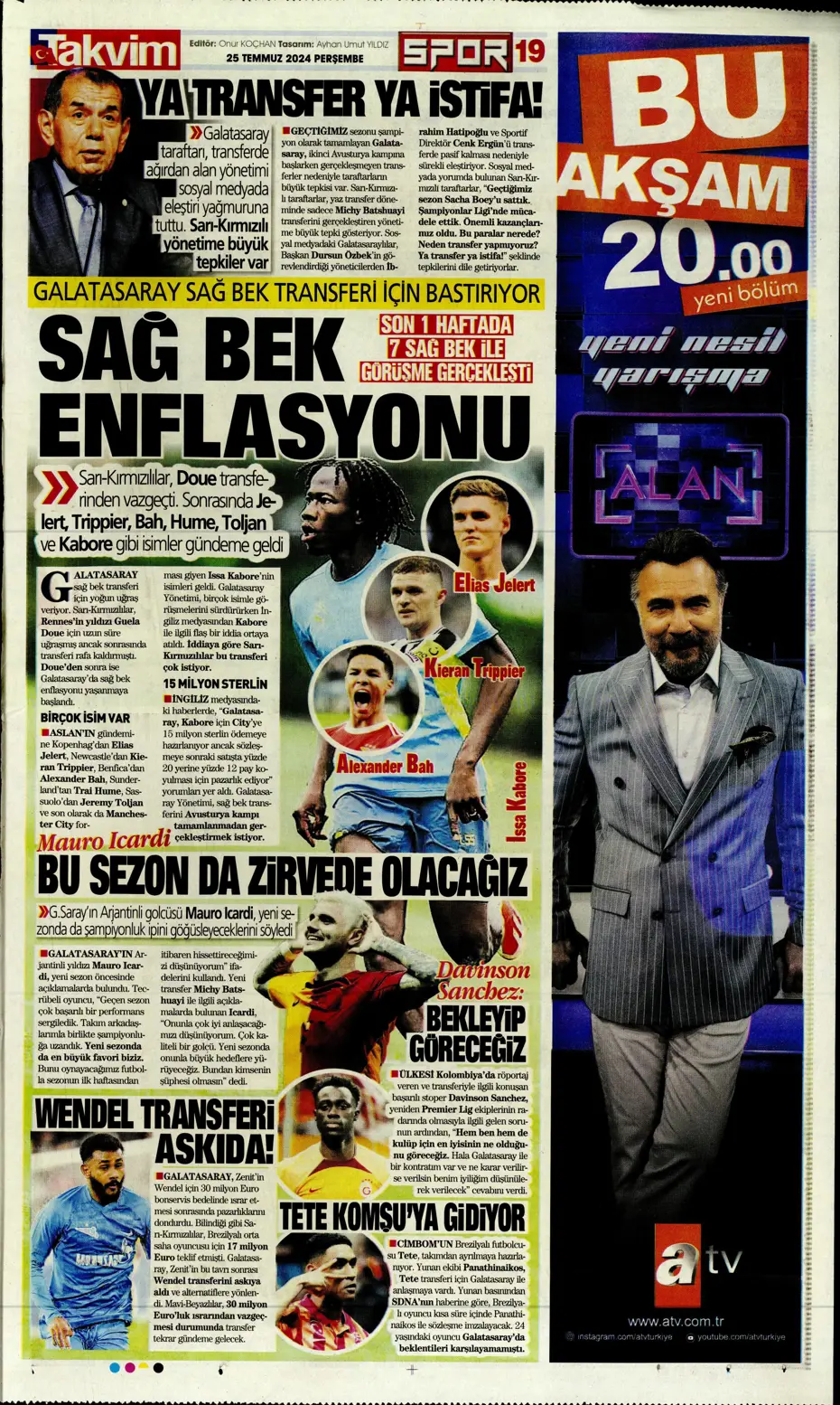 "Fenerbahçe'de sıra geldi orta saha transferine" | Sporun manşetleri - 33 "Fenerbahçe'de sıra geldi orta saha transferine" | Sporun manşetleri - 33