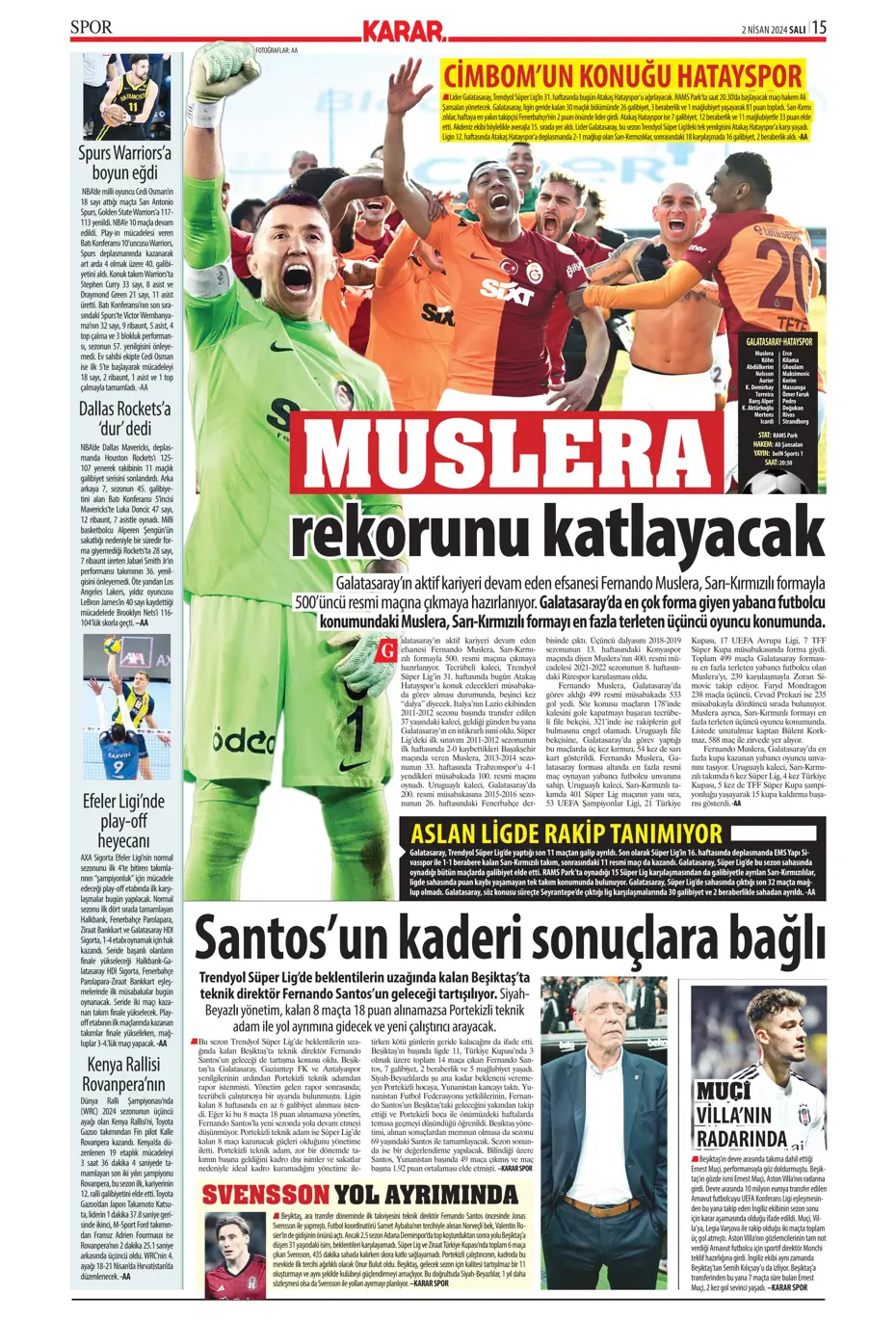 "Fenerbahçe'de tarihi gün" | Sporun manşetleri (2 Nisan 2024) - 20 "Fenerbahçe'de tarihi gün" | Sporun manşetleri (2 Nisan 2024) - 20