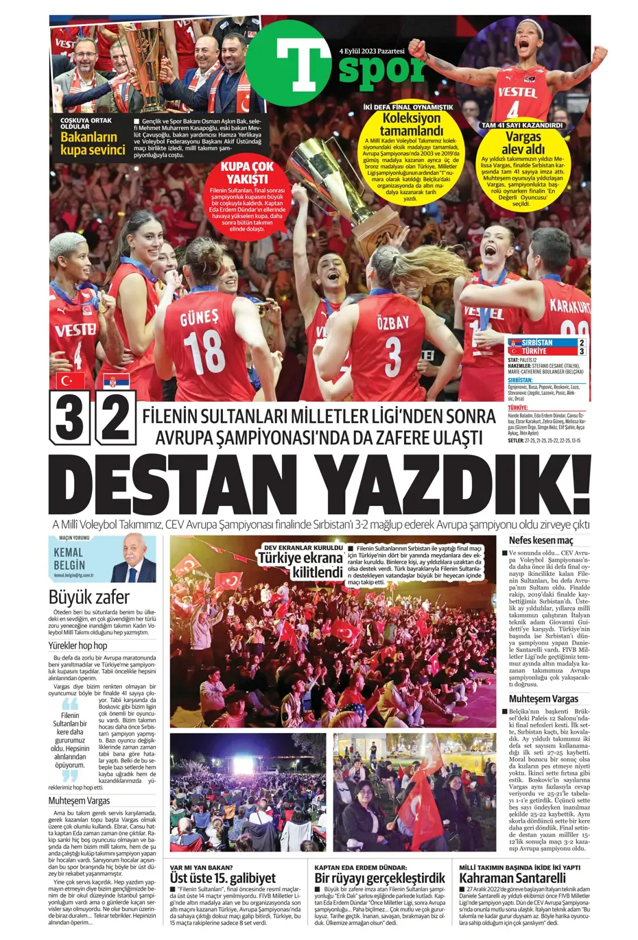 "100'ümüzün akı Türk kadını" | Sporun manşetleri (4 Eylül 2023) - 37