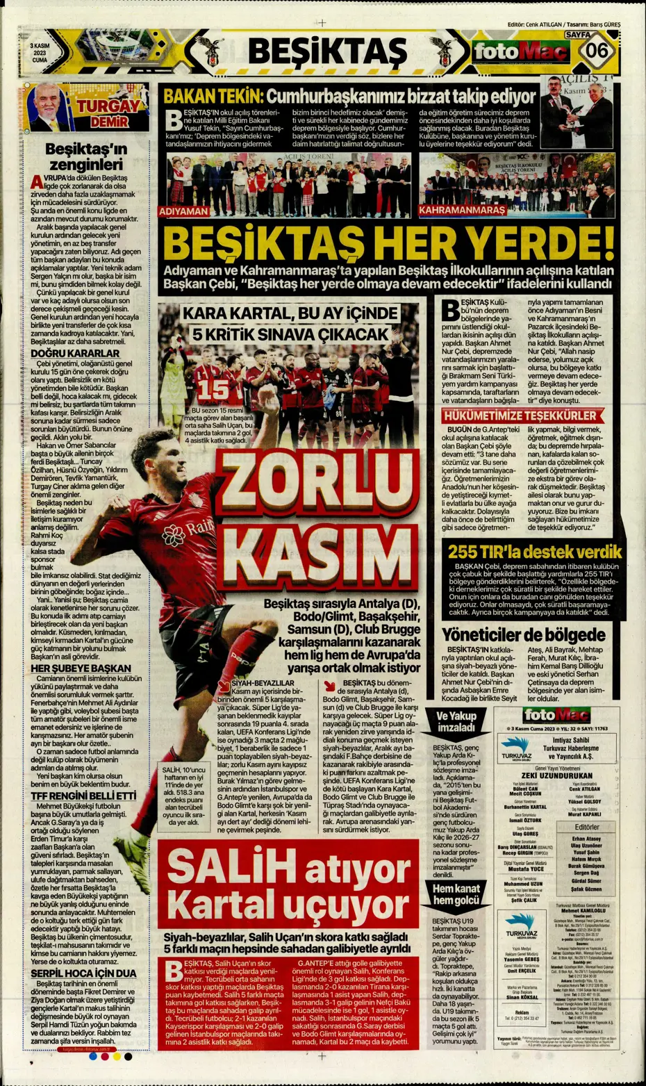 "Chelsea'nin sol beki Aslan'a" | Sporun manşetleri (3 Kasım 2023) - 11