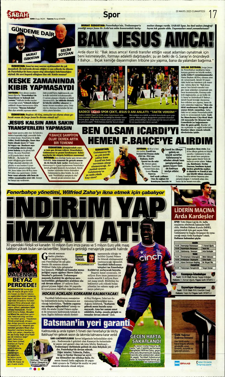 "Aslan'dan dev hamle" Günün spor manşetleri (20 Mayıs 2023) - 15