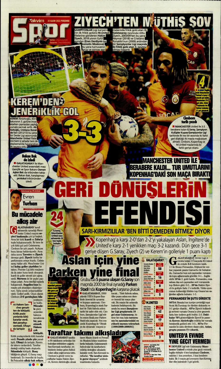 "Çok büyüksün Hakim Bey" | Sporun manşetleri (30 Kasım 2023) - 38 "Çok büyüksün Hakim Bey" | Sporun manşetleri (30 Kasım 2023) - 38