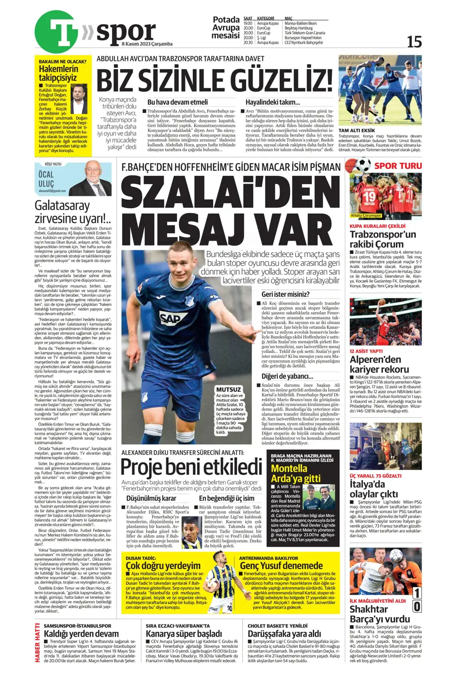 "Yeni MHK formülü" | Sporun manşetleri (8 Kasım 2023) - 33