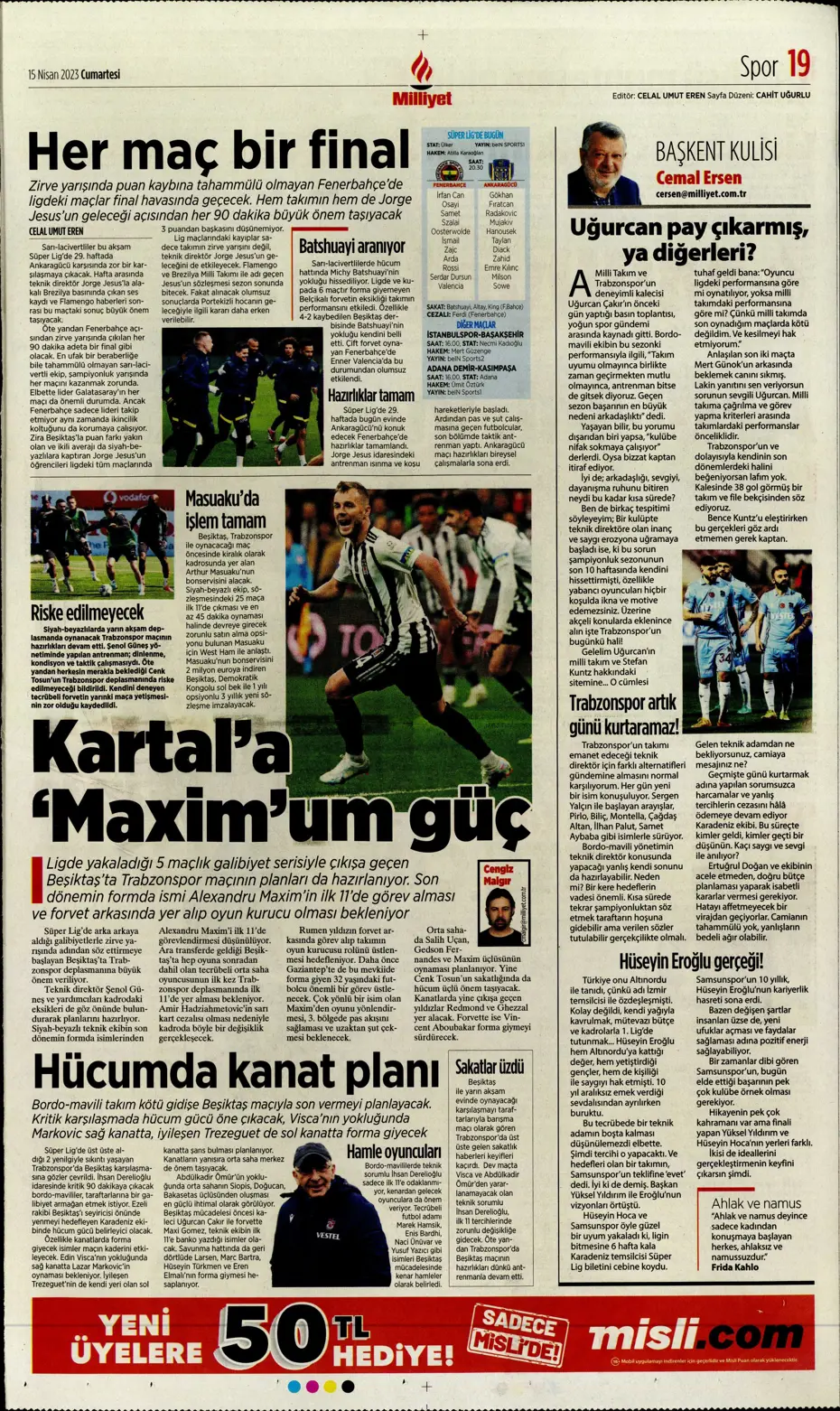 "Ada'dan Kartal'a müjde" | Sporun manşetleri (15 Nisan 2023) - 23 "Ada'dan Kartal'a müjde" | Sporun manşetleri (15 Nisan 2023) - 23