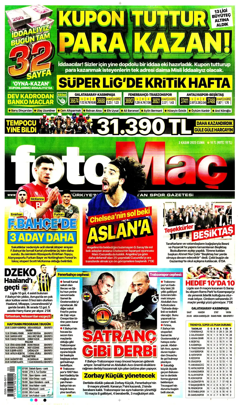 "Chelsea'nin sol beki Aslan'a" | Sporun manşetleri (3 Kasım 2023) - 7