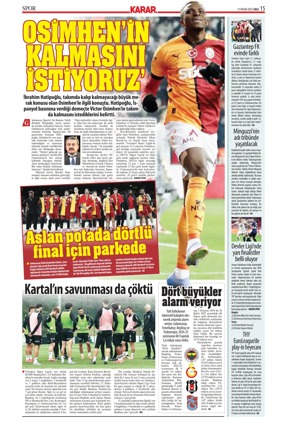 "Aslan'da De Bruyne hazırlığı" | Sporun manşetleri - 21 "Aslan'da De Bruyne hazırlığı" | Sporun manşetleri - 21
