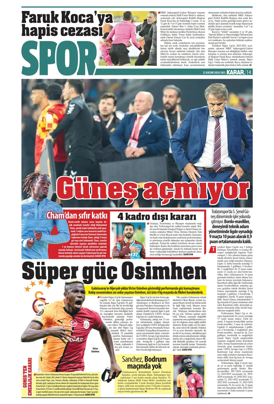 "Listenin başında onlar var: Talisca & Brown" | Sporun manşetleri (12 Kasım 2024) - 19 "Listenin başında onlar var: Talisca & Brown" | Sporun manşetleri (12 Kasım 2024) - 19