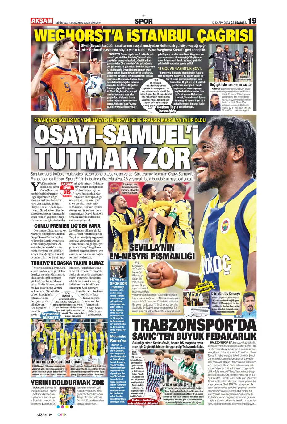 "Mario Branco'dan Fenerbahçe'ye 3 yıldız" | Sporun manşetleri - 2