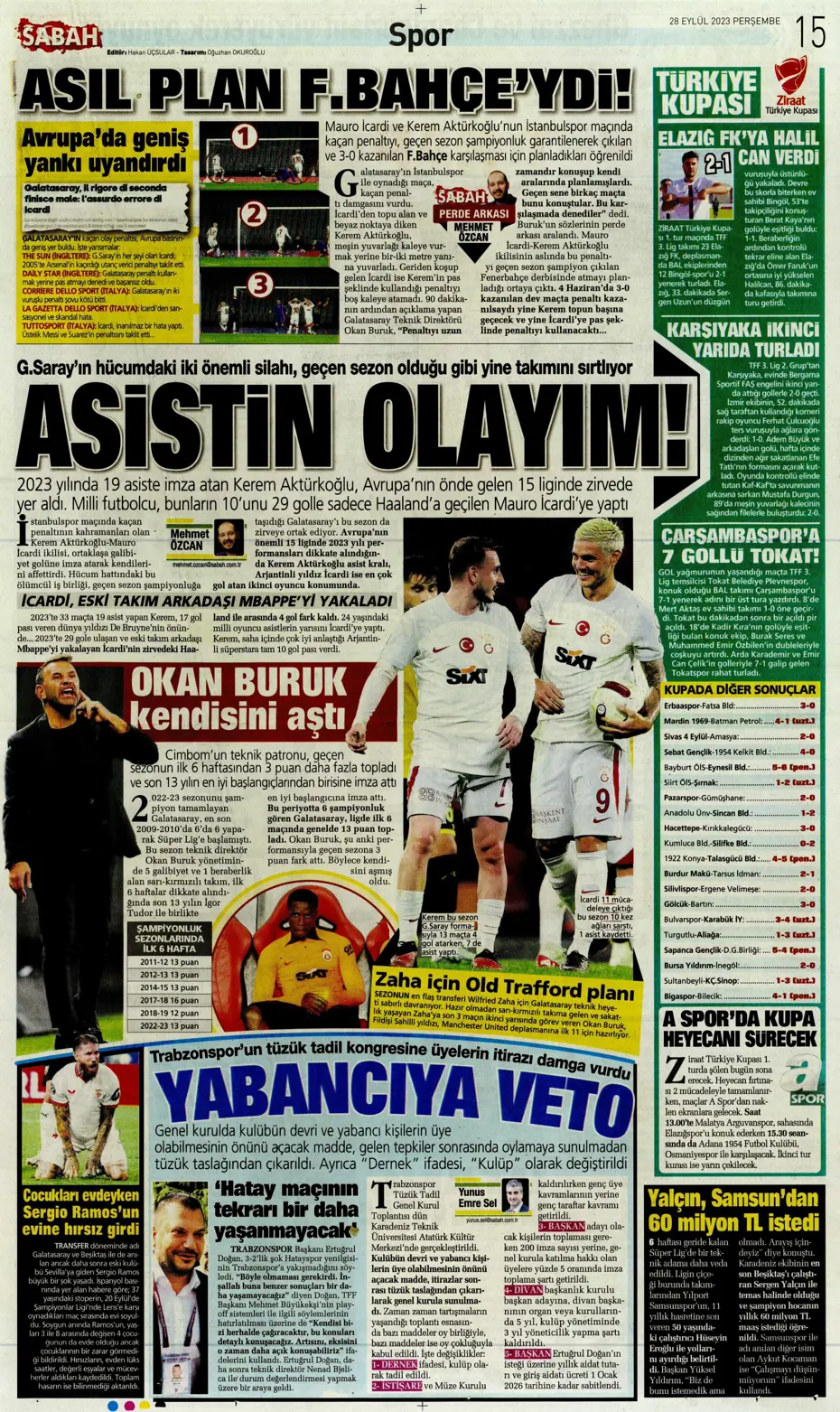 "Tarihi eser" | Sporun manşetleri (28 Eylül 2023) - 28