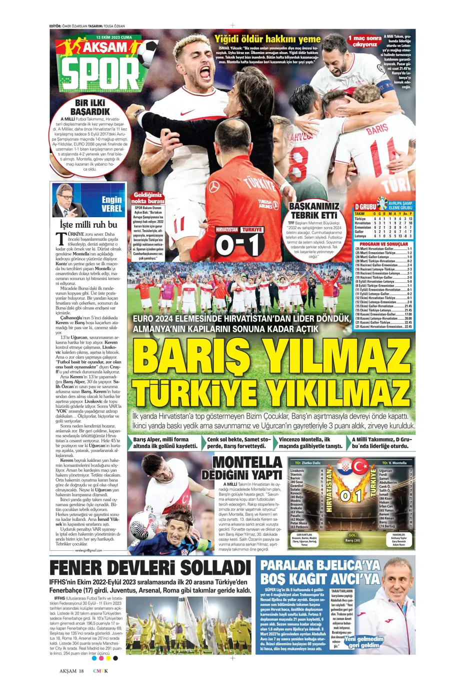 "Barış Yılmaz Türkiye yıkılmaz" | Sporun manşetleri (13 Ekim 2023) - 2 "Barış Yılmaz Türkiye yıkılmaz" | Sporun manşetleri (13 Ekim 2023) - 2