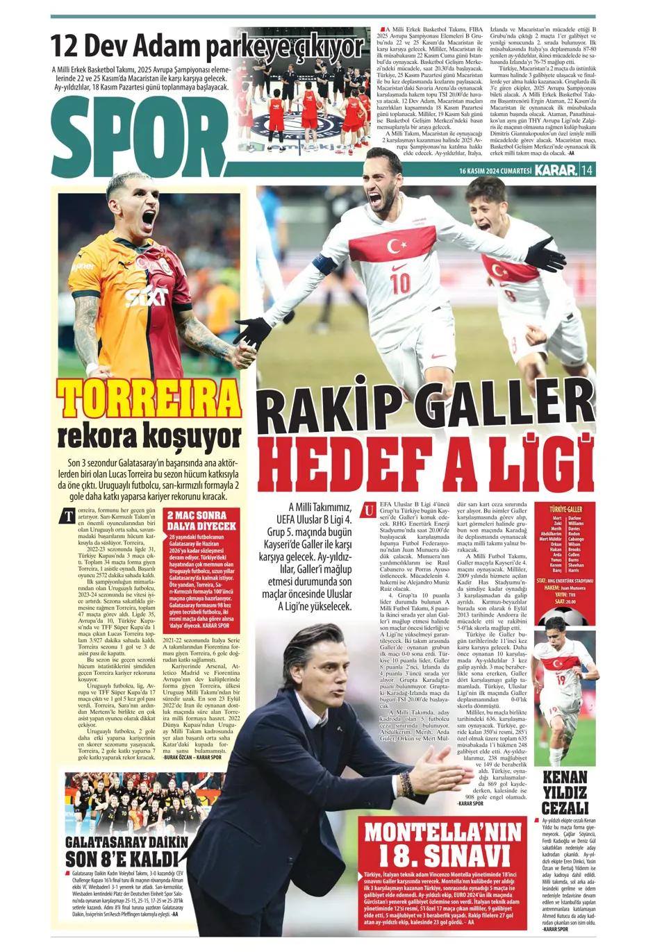 "Jorginho sürprizi" | Sporun manşetleri (16 Kasım 2024) - 17