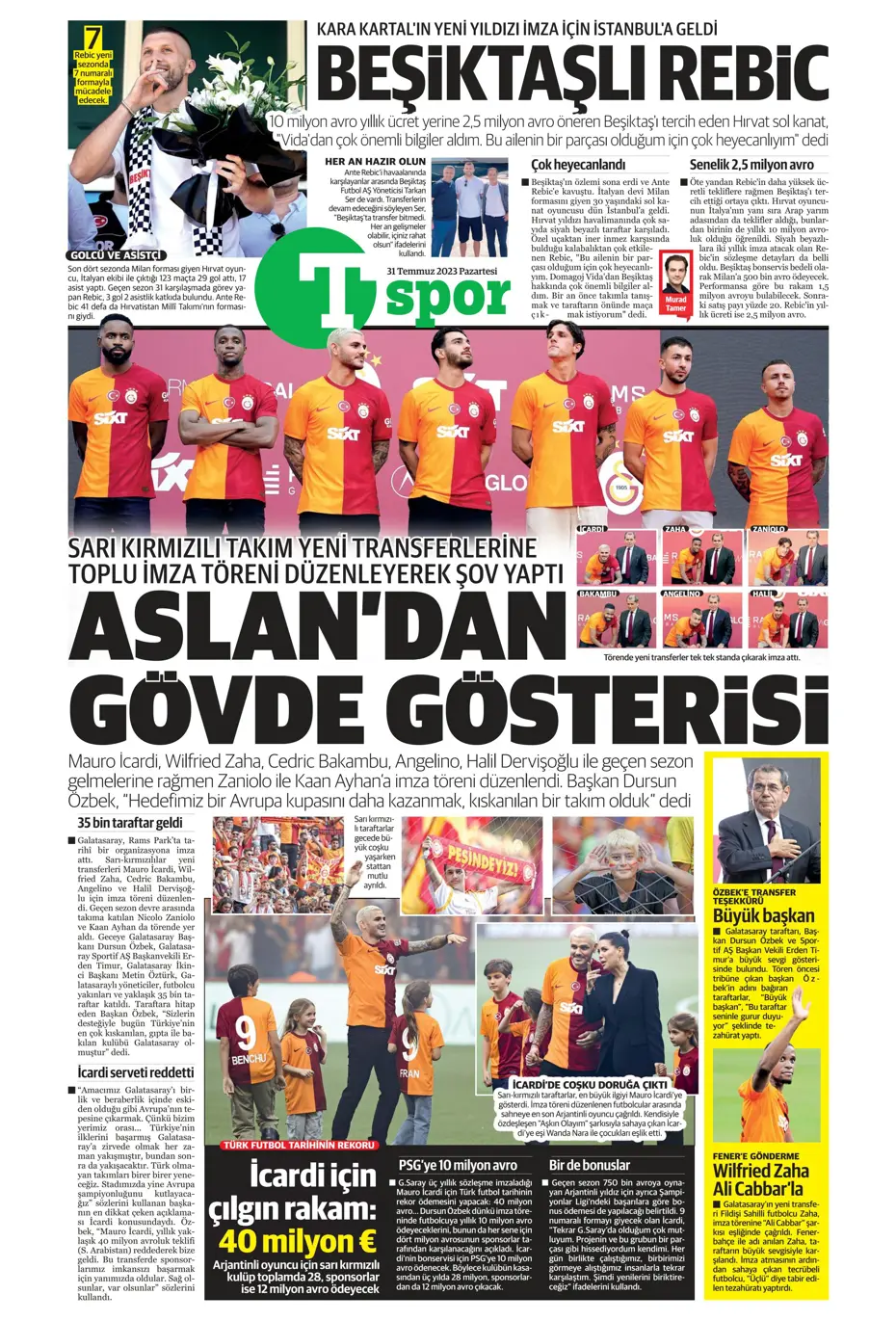 "Zaha'nın rövanşı Felix" | Sporun Manşetleri (31 Temmuz 2023) - 34