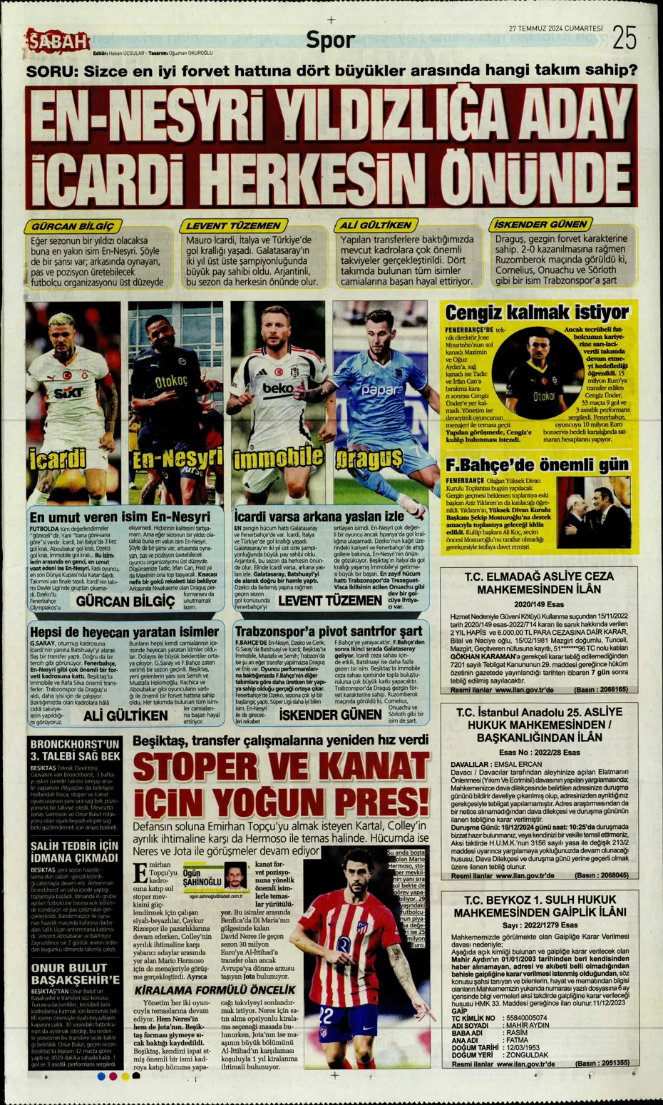 "Rodrigo Becao'ya Lyon kancası" | Sporun manşetleri - 23