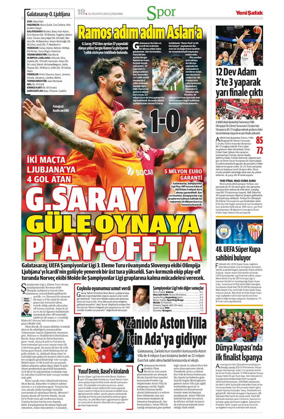 "Devler Ligi'ne kaldı 1 adım" | Sporun Manşetleri - 37