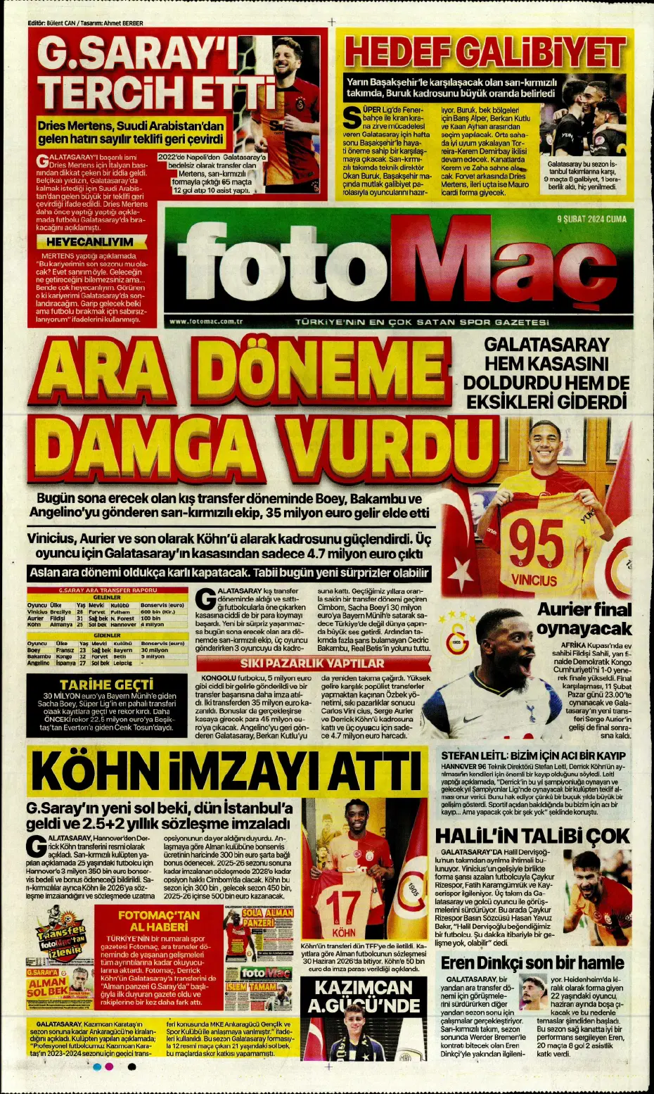 "Icardi &amp; Dzeko'yu geçti" | Sporun manşetleri (9 Şubat 2024) - 12
