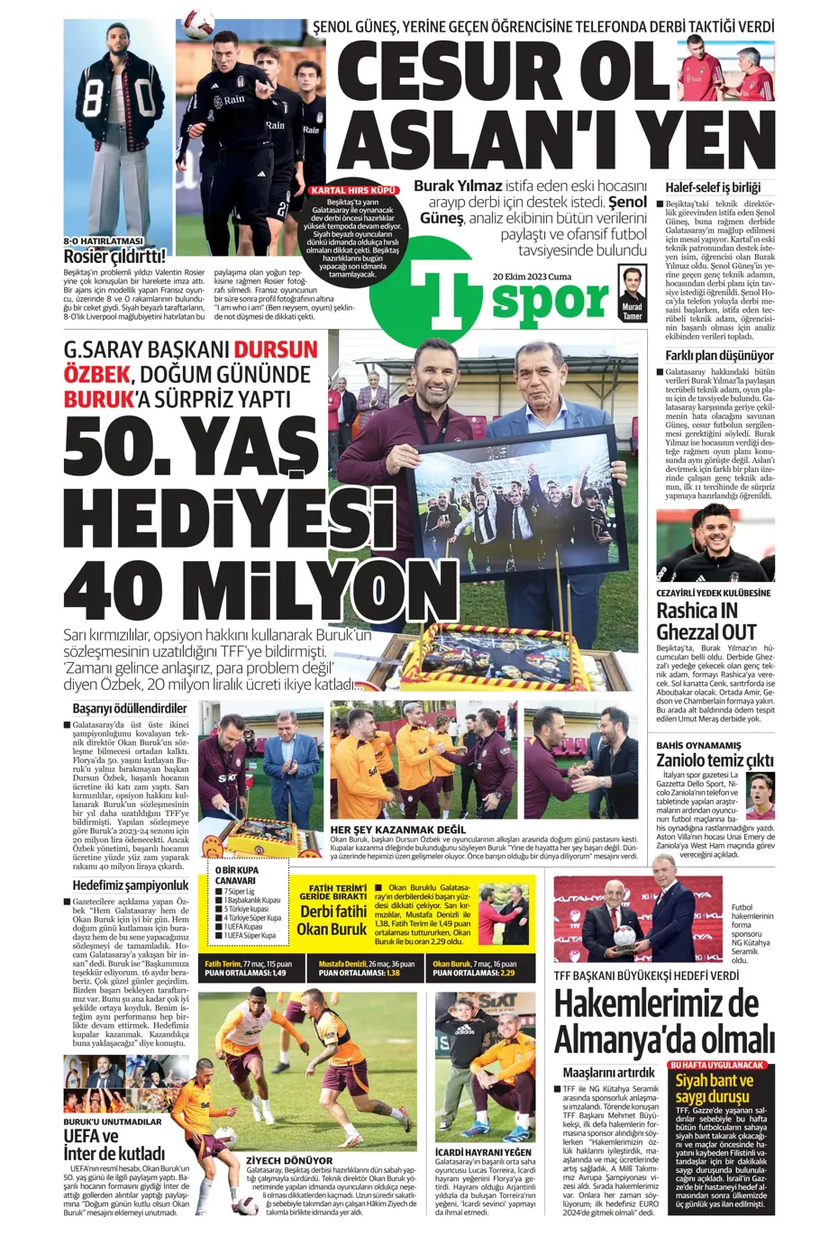 "Derbinin kilidini açacak anahtarlar" | Sporun manşetleri (20 Ekim 2023) - 34