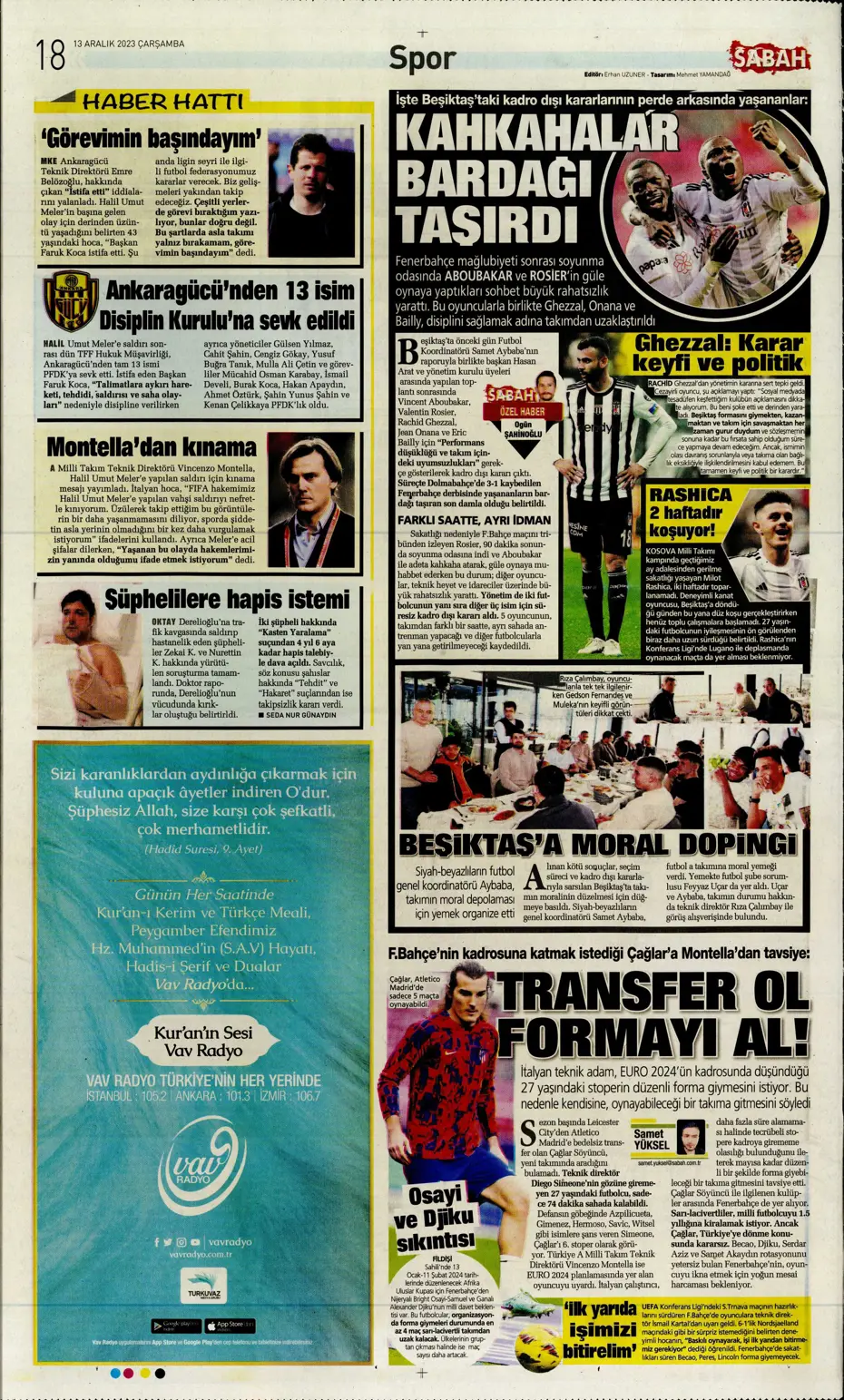 "Aslan'ın yeni yeri Avrupa Ligi" | Sporun manşetleri (13 Aralık 2023) - 22