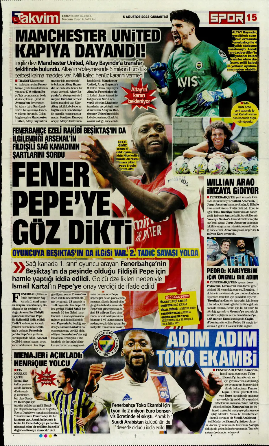 "Fener'e yıldız yağmuru" | Sporun Manşetleri (5 Ağustos 2023) - 28