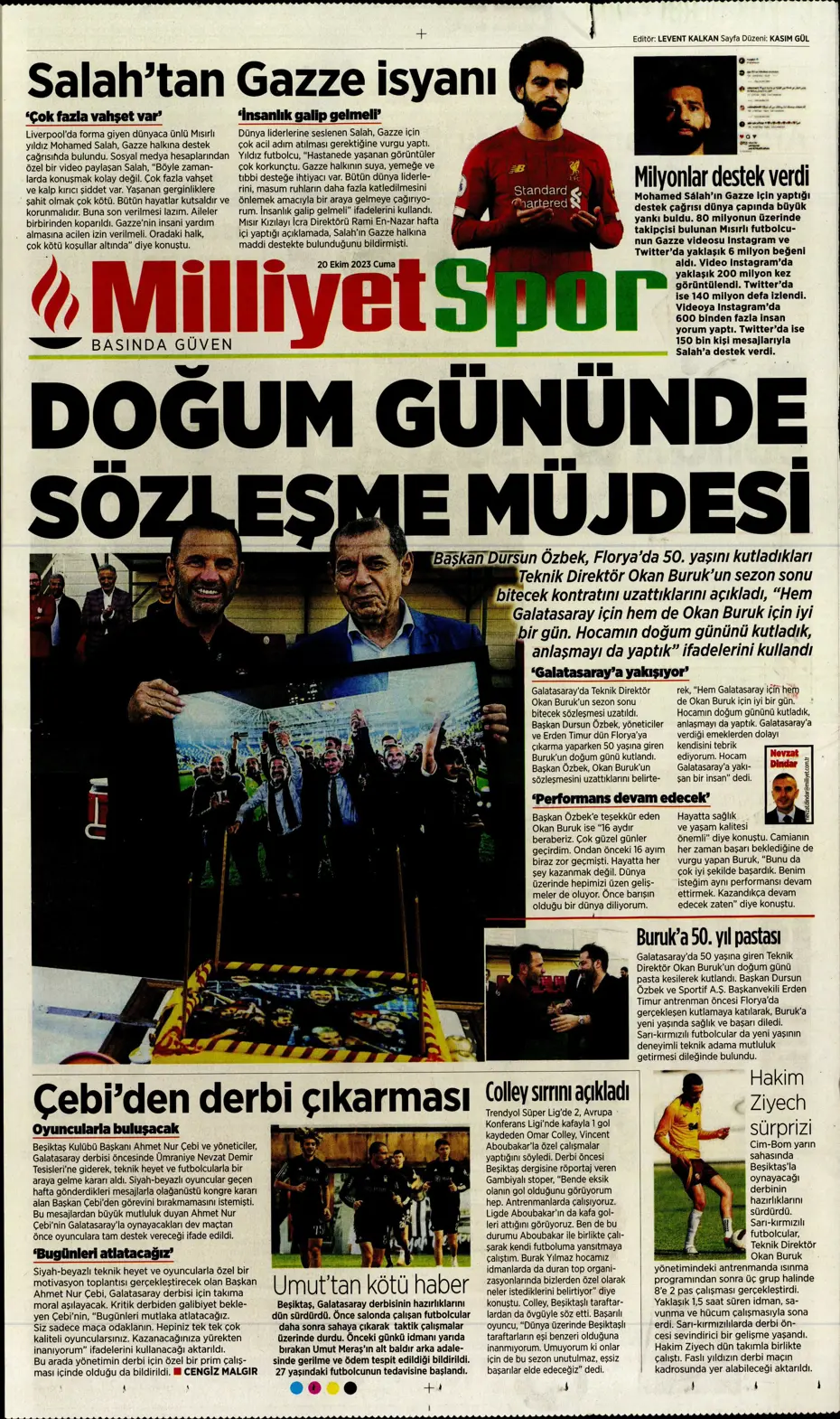 "Derbinin kilidini açacak anahtarlar" | Sporun manşetleri (20 Ekim 2023) - 24