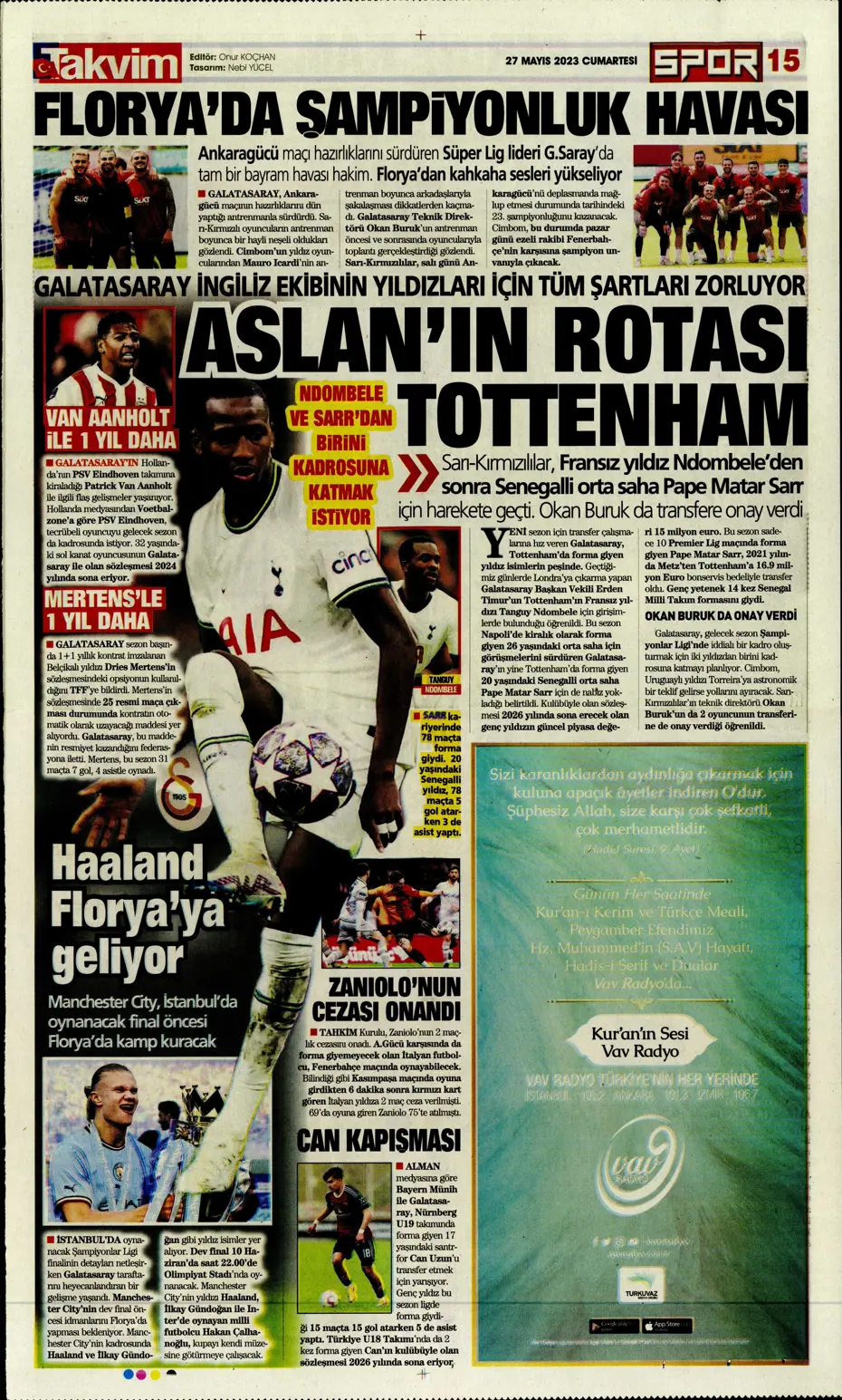 "4 geliyor, 3 gidiyor" | Sporun manşetleri (27 Mayıs 2023) - 19