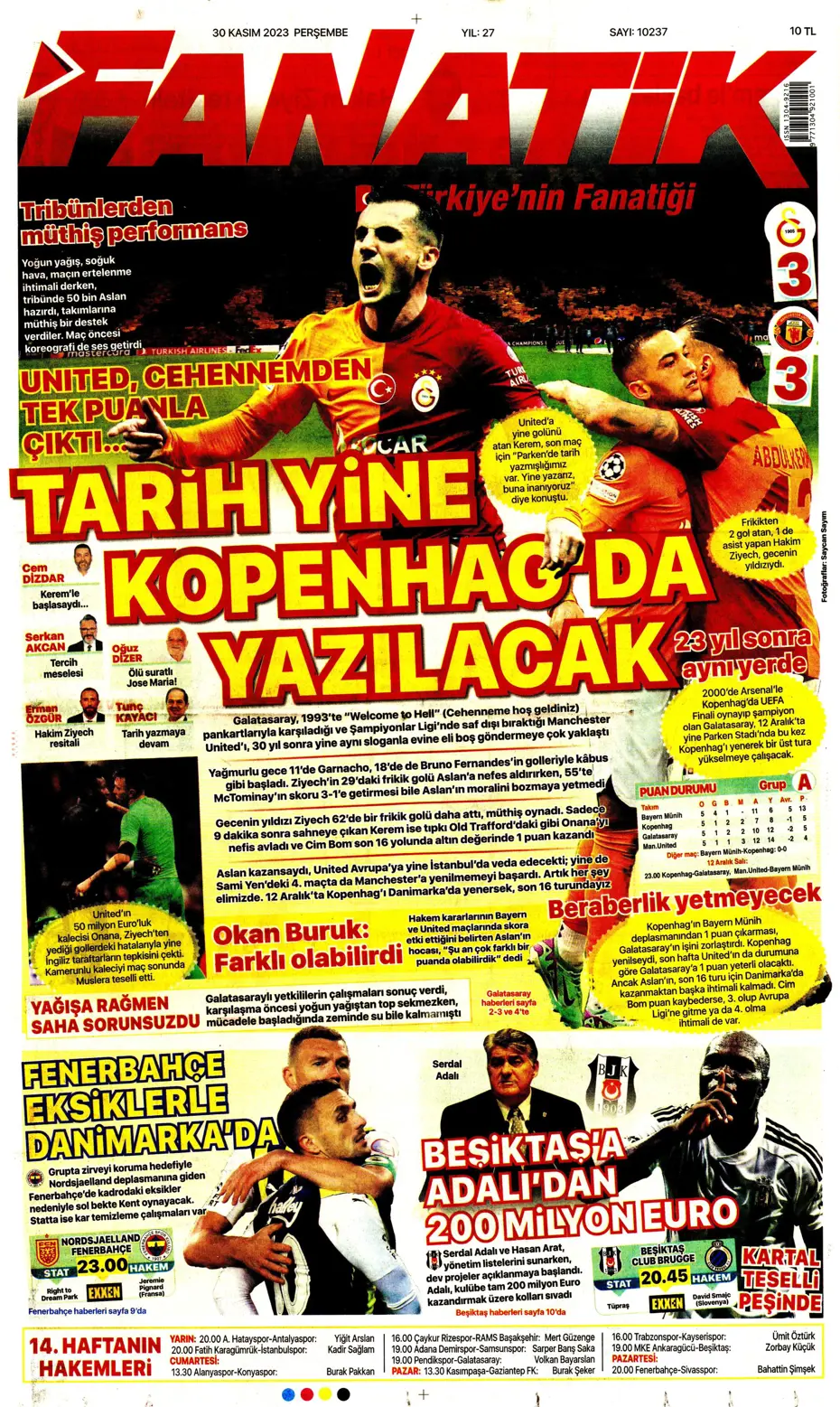 "Çok büyüksün Hakim Bey" | Sporun manşetleri (30 Kasım 2023) - 4 "Çok büyüksün Hakim Bey" | Sporun manşetleri (30 Kasım 2023) - 4