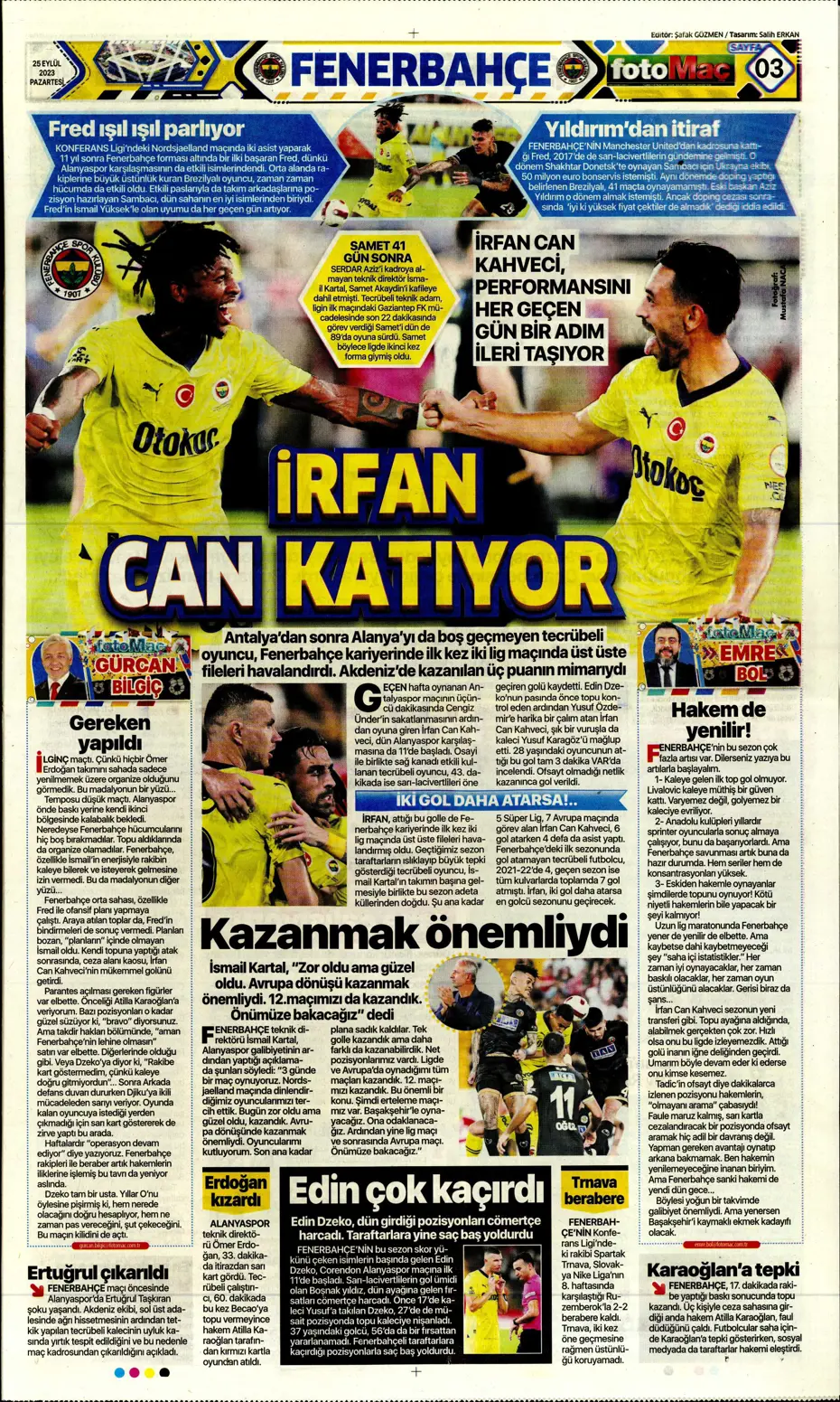 "Hesaplar Kahveci'den" | Sporun manşetleri (25 Eylül 2023) - 15