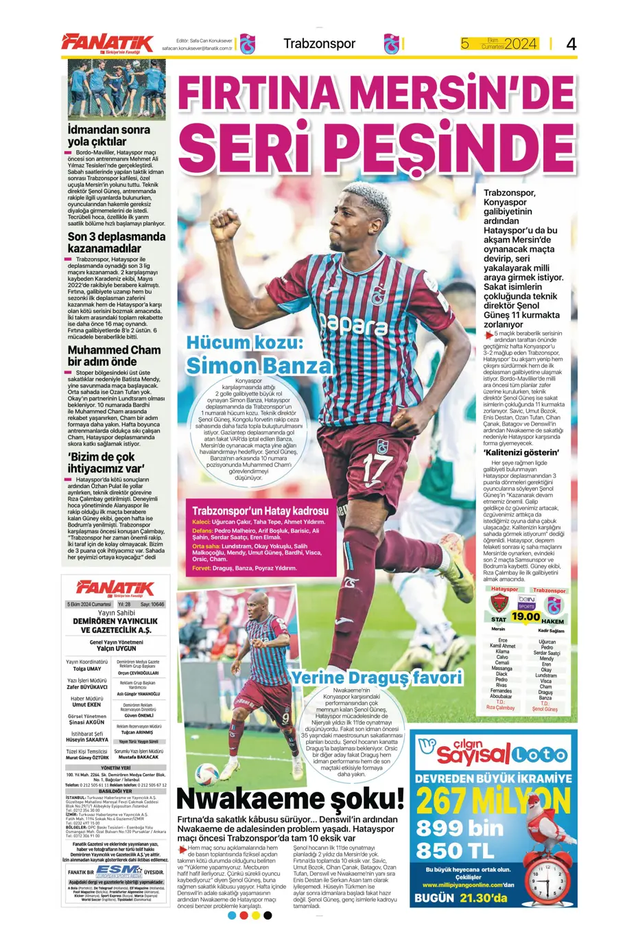 "Mourinho radara girdi" | Sporun manşetleri (5 Ekim 2024) - 7