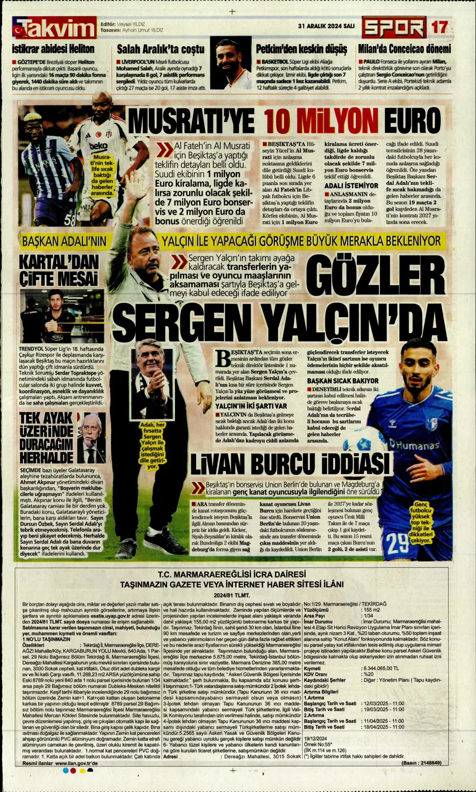 "Sergen Yalçın'la ilk görüşme" | Sporun manşetleri - 33