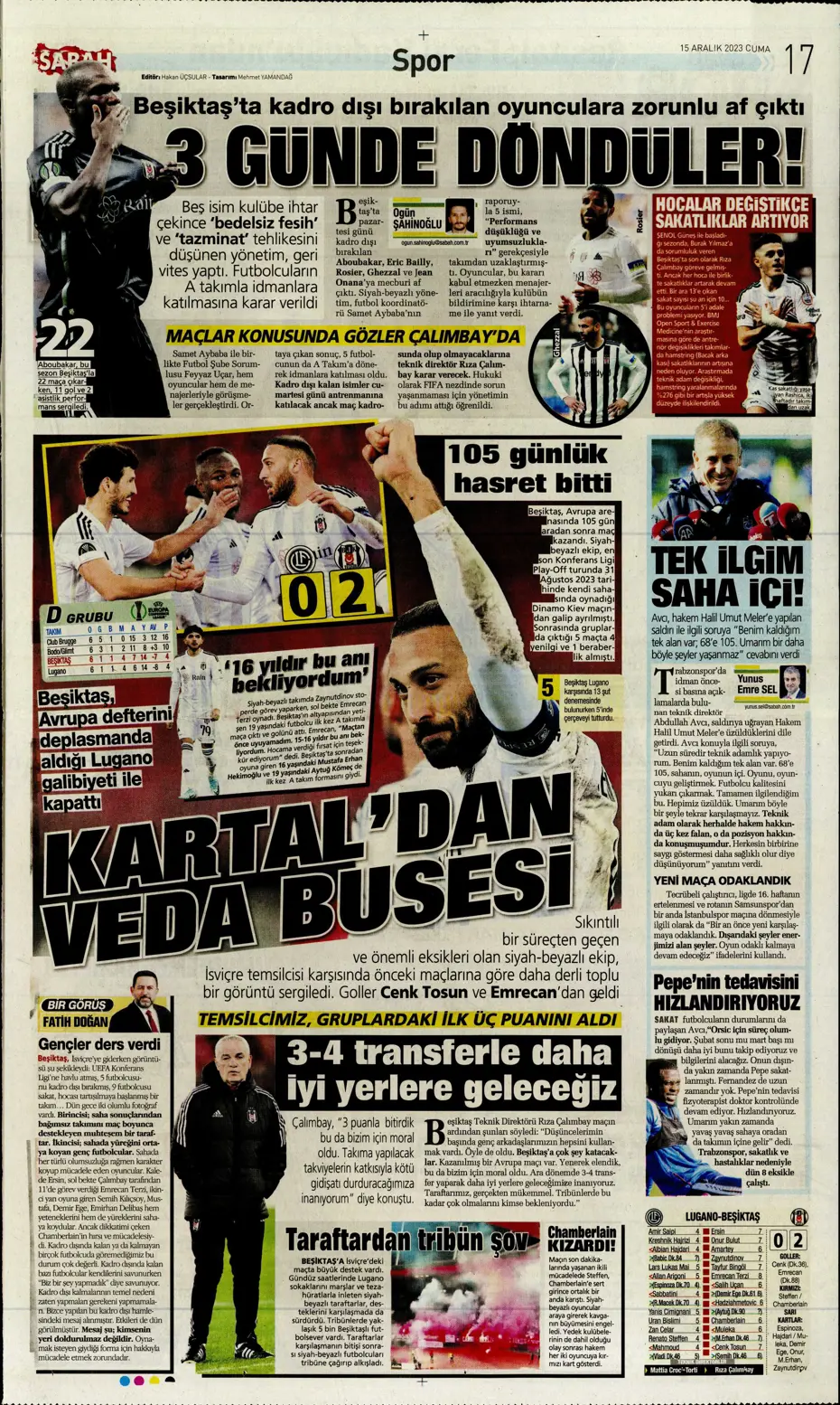 "Aslan'dan Jorginho bombası" | Sporun manşetleri (15 Aralık 2023) - 28