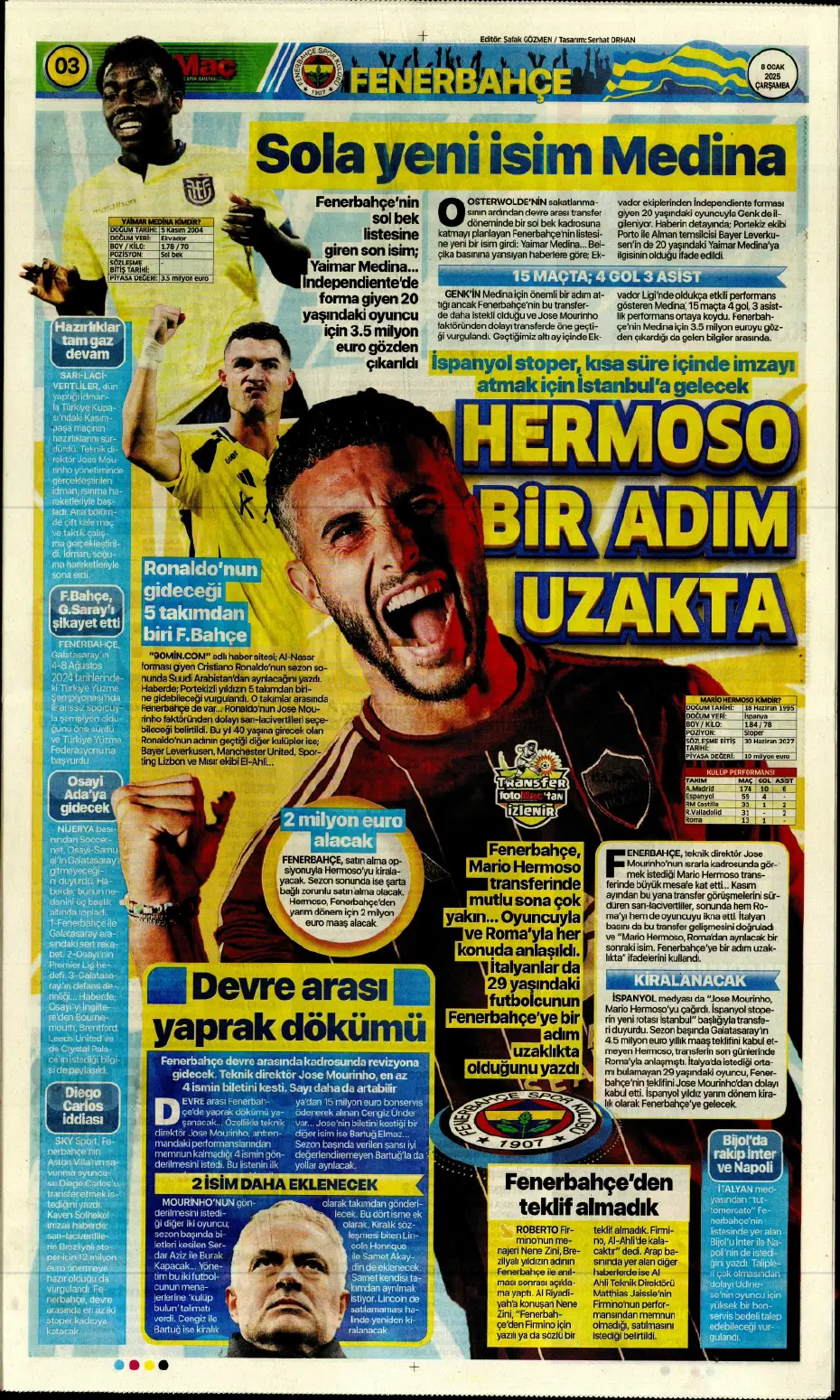 "Fenerbahçe'de büyük gün" | Sporun manşetleri (8 Ocak 2025) - 9 "Fenerbahçe'de büyük gün" | Sporun manşetleri (8 Ocak 2025) - 9