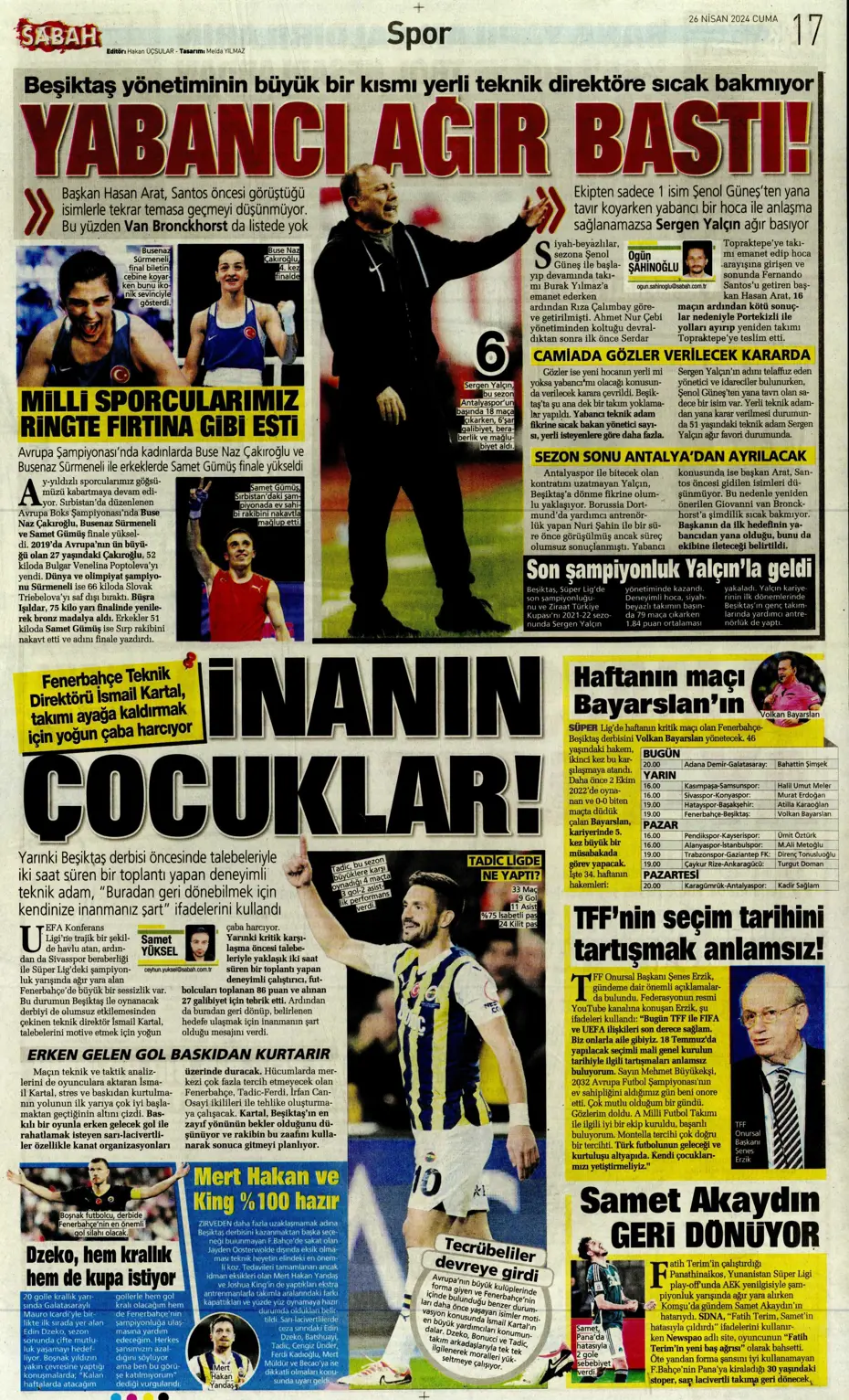"Osayi Samuel'e 12 milyon euro" | Sporun manşetleri - 26