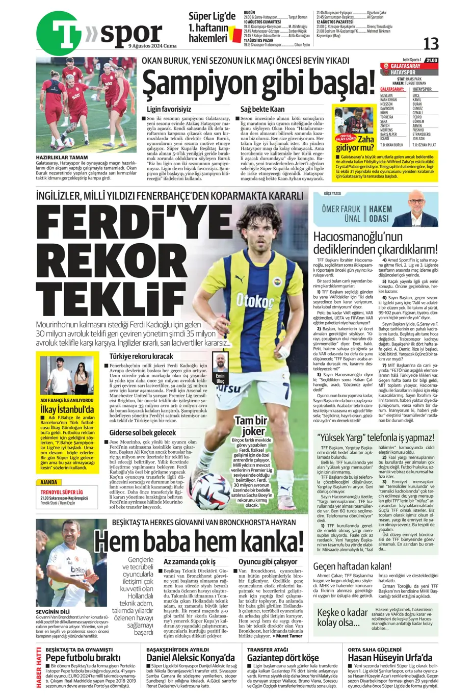 "Sahne şampiyonun" | Sporun manşetleri (9 Ağustos 2024) - 33