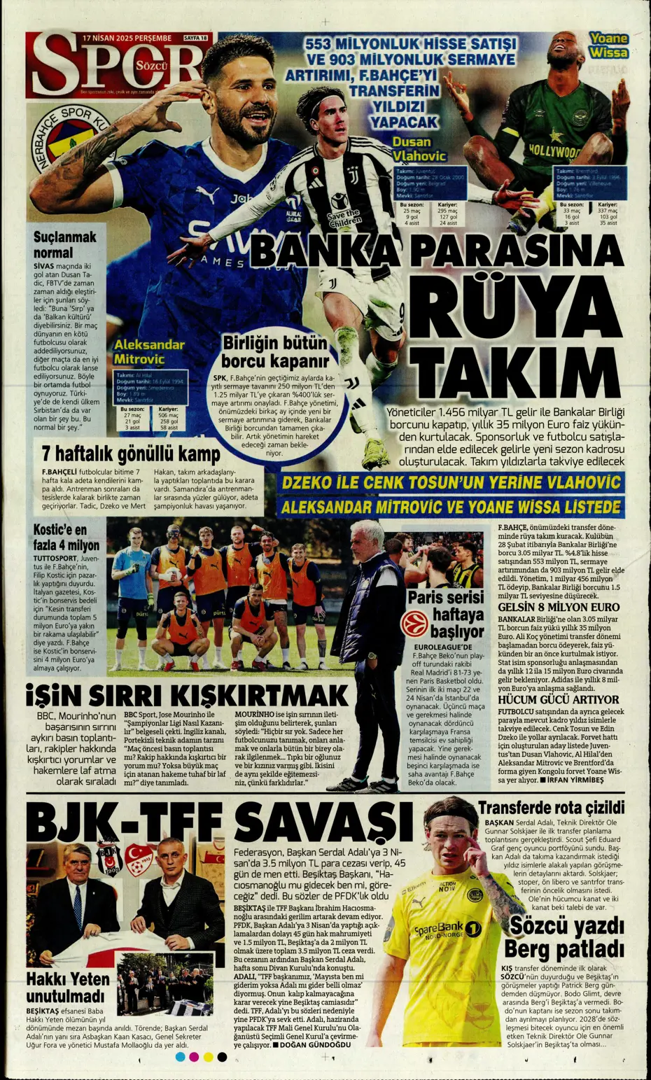 "Fenerbahçe'de büyük temizlik: 7 isim seneye yok" | Sporun manşetleri - 27