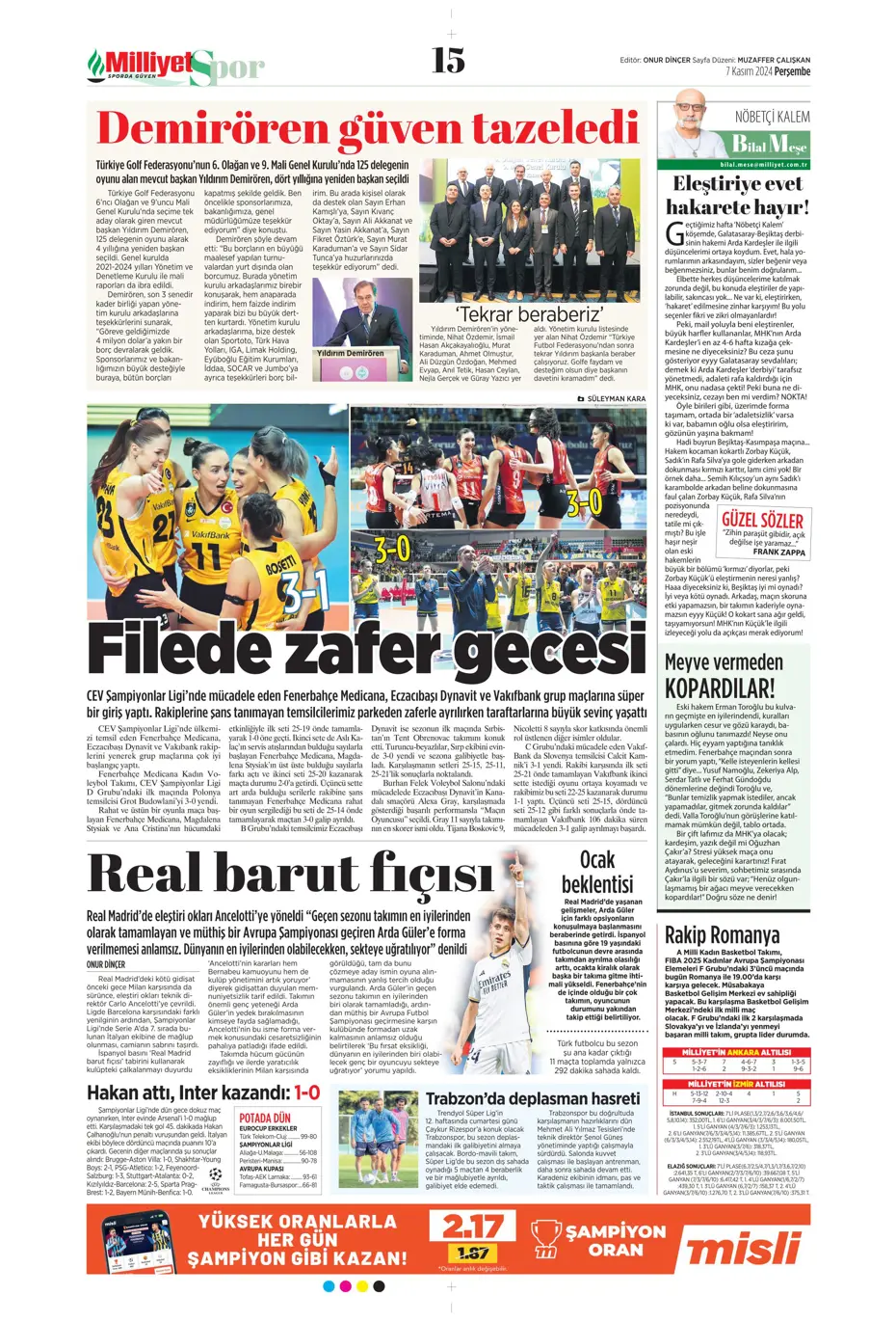 "Fenerbahçe'den Boca Juniors'a rest" | Sporun manşetleri (7 Kasım 2024) - 17