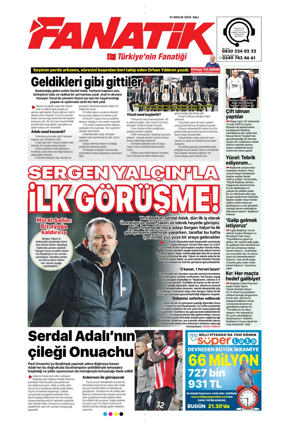 "Sergen Yalçın'la ilk görüşme" | Sporun manşetleri - 9