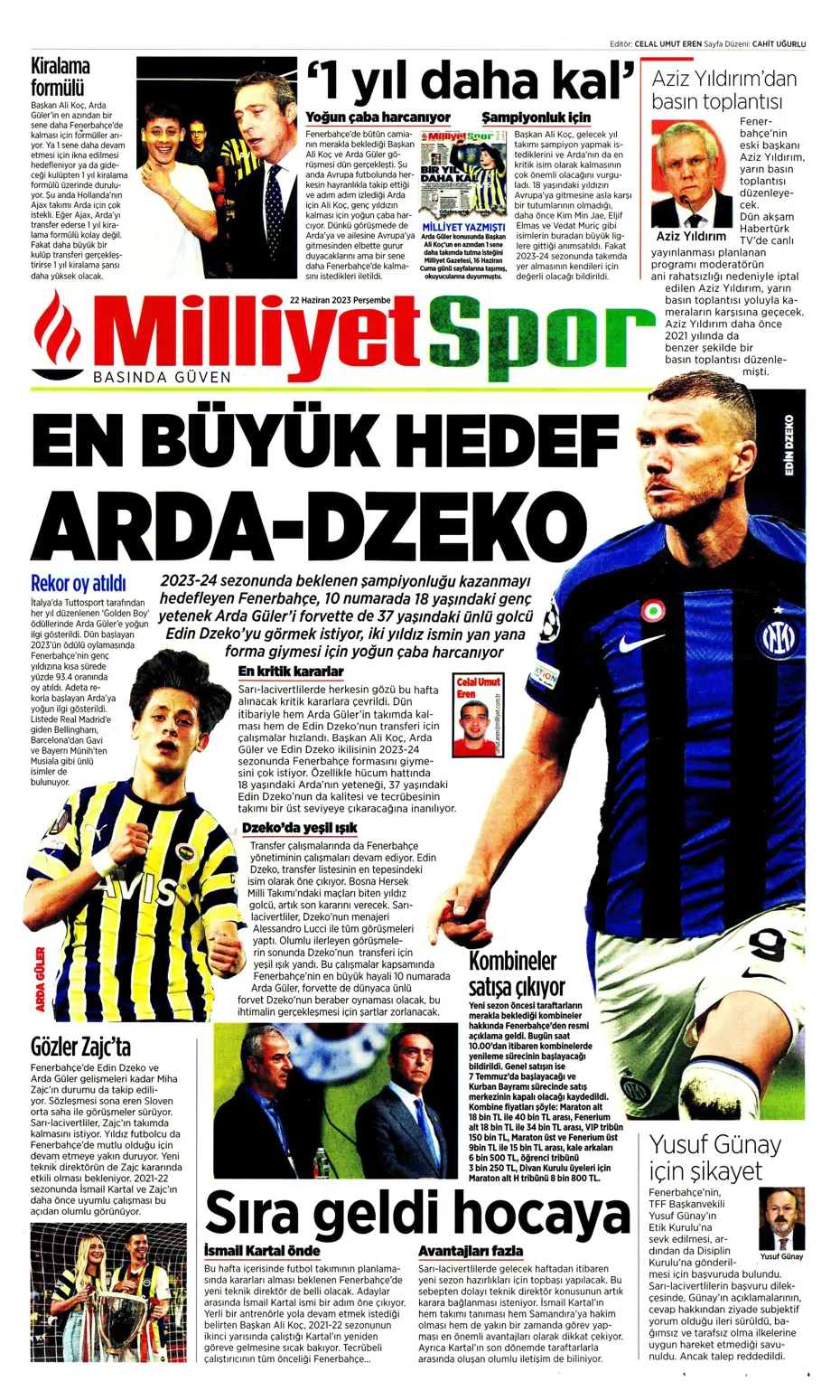 "Aslan'a süper golcü" | Sporun manşetleri (22 Haziran 2023) - 15