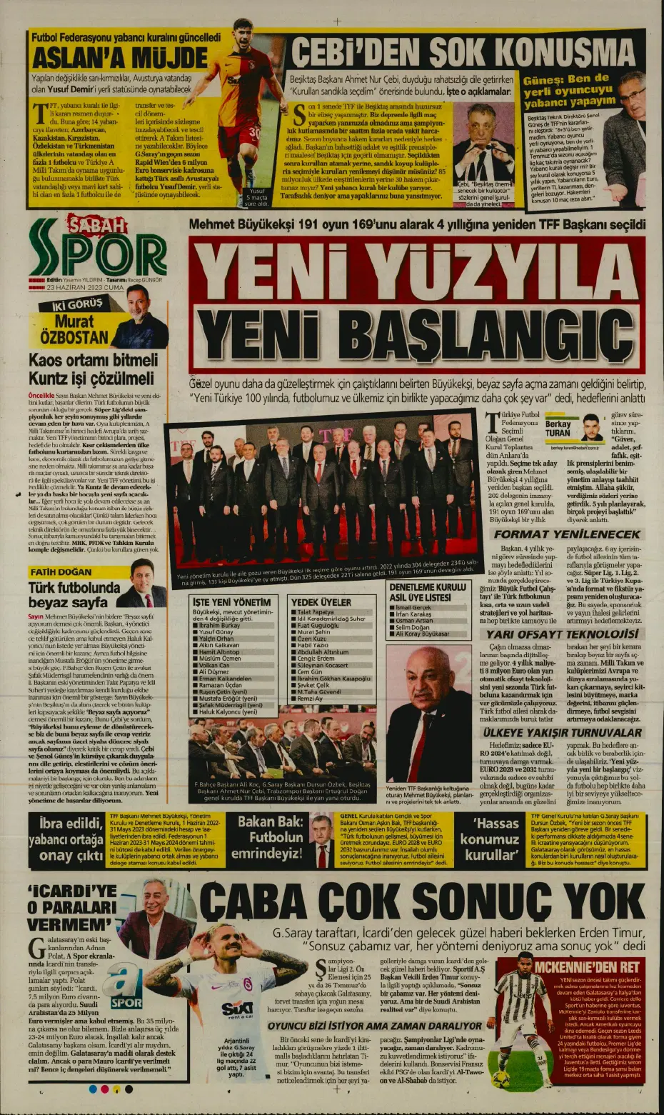 "Cüneyt Çakır ve Abdullah Avcı geliyor" | Sporun manşetleri (23 Haziran 2023) - 17