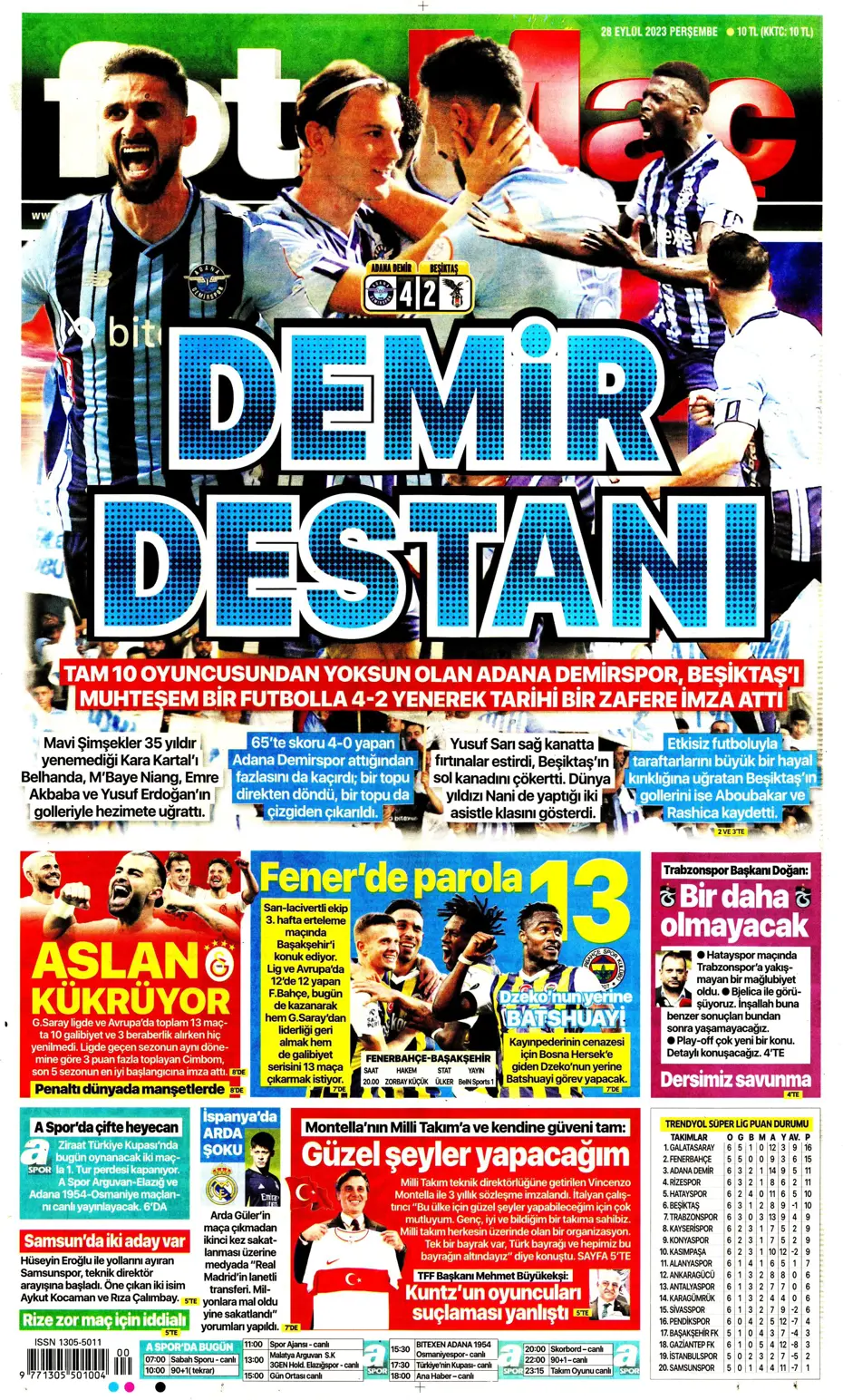 "Tarihi eser" | Sporun manşetleri (28 Eylül 2023) - 12