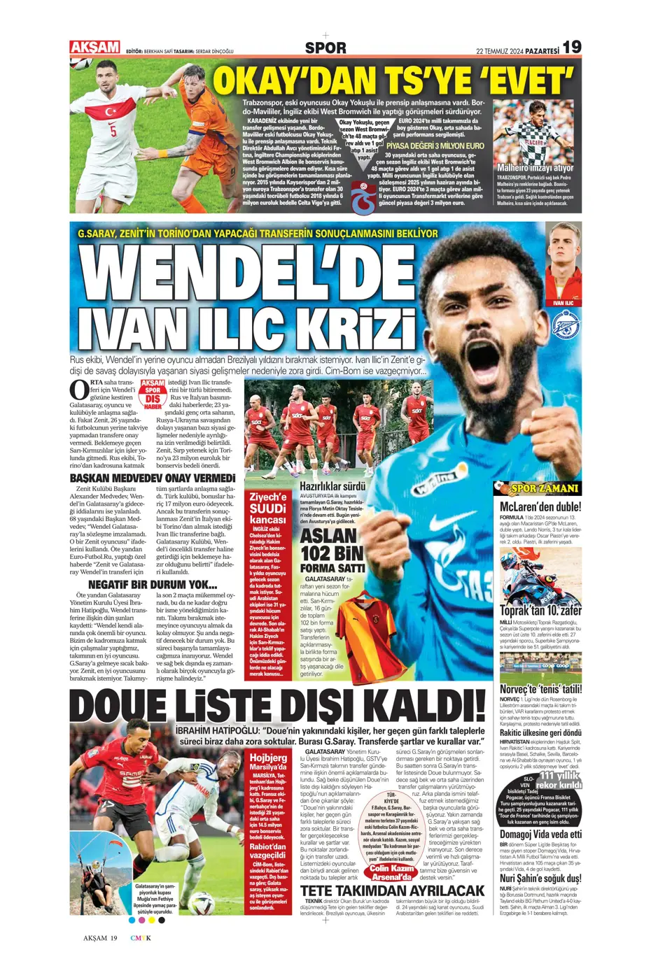 "Kara Kartal'a Asensio müjdesi" | Sporun manşetleri (22 Temmuz 2024) - 2