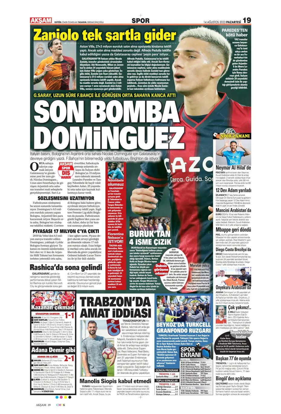 "Talisca için ilk teklif" | Sporun Manşetleri (14 Ağustos 2023) - 3