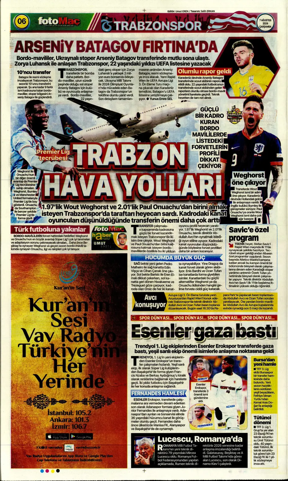 "12 milyon euroya Becao" | Sporun manşetleri - 14 "12 milyon euroya Becao" | Sporun manşetleri - 14