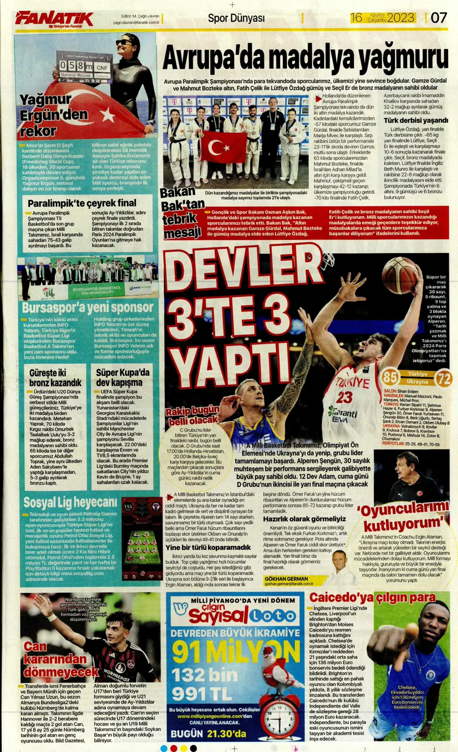 "Devler Ligi'ne kaldı 1 adım" | Sporun Manşetleri - 8