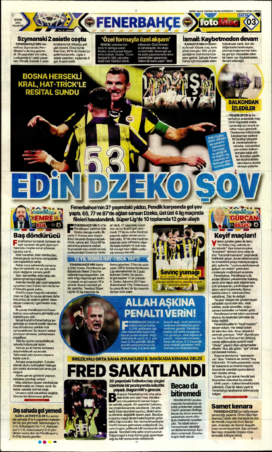 "Fenerbahçe kasırgası" | Sporun manşetleri (30 Ekim 2023) - 11