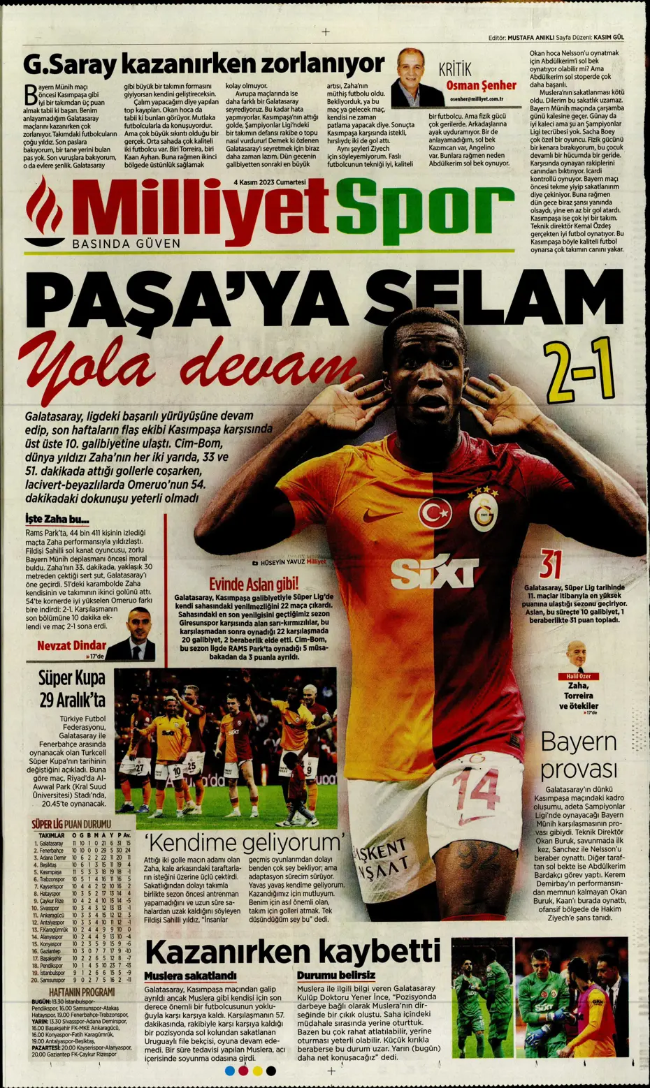 "Derbinin şifresi ilk çeyrek" | Sporun manşetleri (4 Kasım 2023) - 28