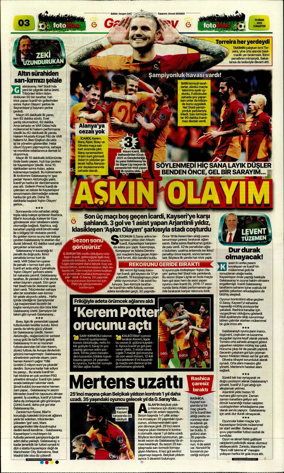 "Ada'dan Kartal'a müjde" | Sporun manşetleri (15 Nisan 2023) - 12 "Ada'dan Kartal'a müjde" | Sporun manşetleri (15 Nisan 2023) - 12